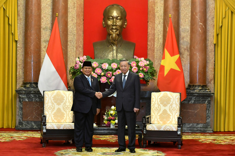 [Ảnh] Tổng Bí thư, Chủ tịch nước Tô Lâm tiếp Tổng thống đắc cử Cộng hòa Indonesia Prabowo Subianto ảnh 1