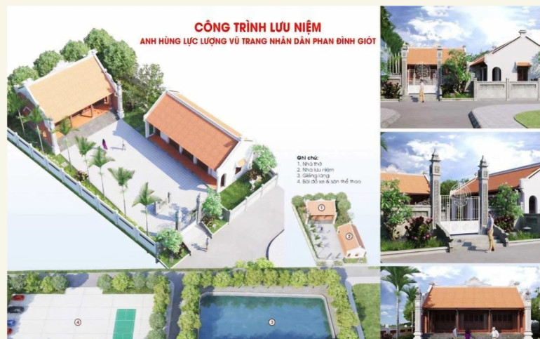 Phối cảnh công trình Khu lưu niệm Anh hùng Phan Đình Giót.