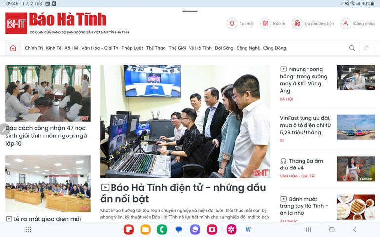 Giao diện mới của Báo Hà Tĩnh điện tử.