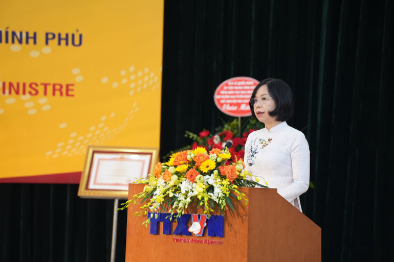 Tổng Giám đốc Thông tấn xã Việt Nam Vũ Việt Trang phát biểu tại buổi lễ. Tổng Giám đốc Thông tấn xã Việt Nam Vũ Việt Trang phát biểu tại buổi lễ.