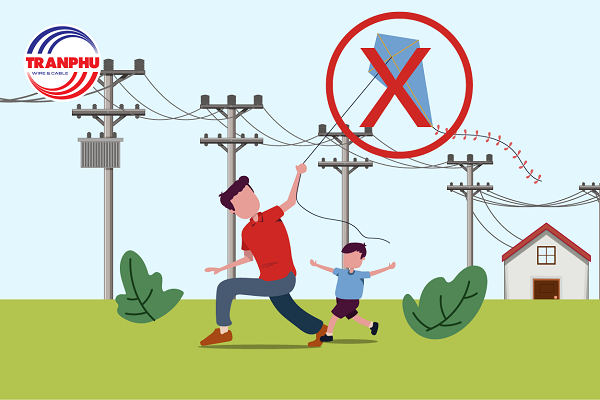 Việc thả diều gần đường dây điện gây ra nhiều nguy hiểm.