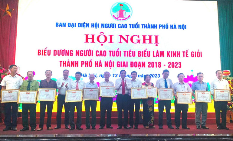 Những tấm gương người cao tuổi làm kinh tế giỏi tiêu biểu được nhận Bằng khen.