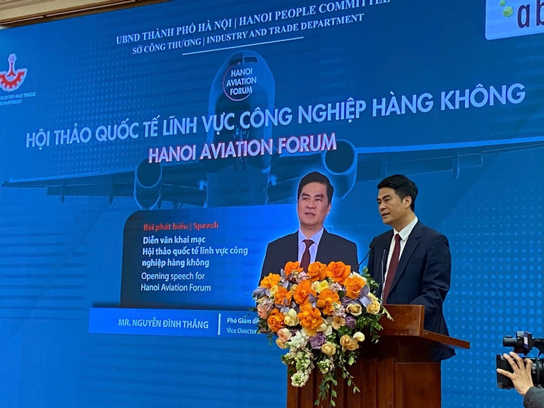 Lãnh đạo Sở Công thương Hà Nội phát biểu tại hội thảo.