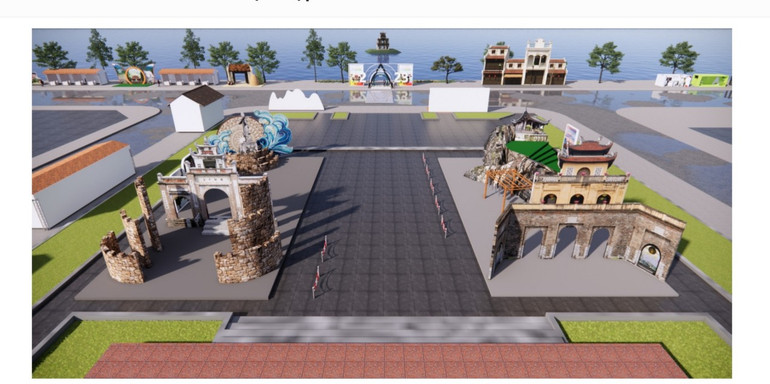 Phối cảnh khu vực trải nghiệm tour và giới thiệu di sản tại Lễ hội Du lịch Hà Nội 2023.