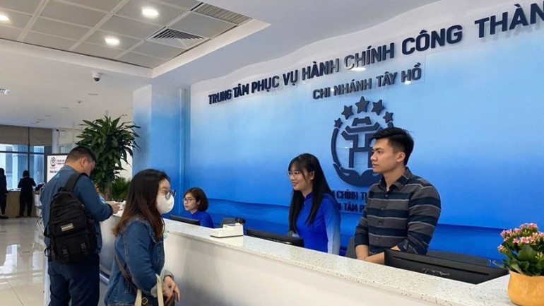 Trung tâm Phục vụ hành chính công thành phố Hà Nội chi nhánh Tây Hồ.
