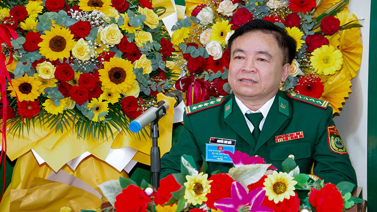 Đại tá Nguyễn Trìu Mến, Bí thư Đảng ủy, Chính ủy Bộ đội Biên phòng tỉnh phát biểu chỉ đạo