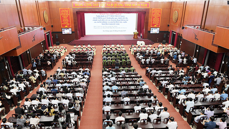 Điểm cầu chính của hội nghị triển khai các văn bản Trung ương.