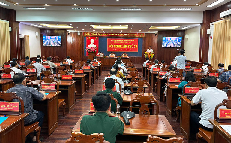 Quang cảnh hội nghị Tỉnh ủy Sóc Trăng lần thứ 26.