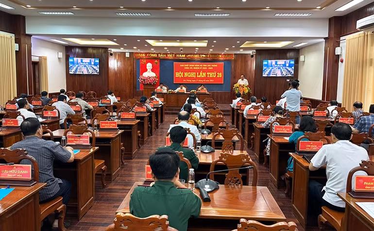 Quang cảnh hội nghị Tỉnh ủy Sóc Trăng lần thứ 26.