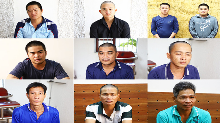 Các đối tượng Nhí, Tính, Vũ, Em, Tuấn, Sang, Bảo, É, Nghề và Chọn (từ trái qua, từ trên xuống).