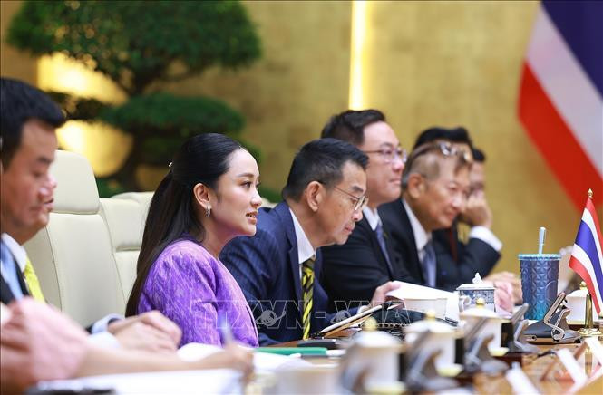 Thủ tướng Thái Lan Paetongtarn Shinawatra phát biểu tại Kỳ họp lần thứ 4 Nội các chung Việt Nam-Thái Lan. (Ảnh: Dương Giang/TTXVN) Thủ tướng Thái Lan Paetongtarn Shinawatra phát biểu tại Kỳ họp lần thứ 4 Nội các chung Việt Nam-Thái Lan. (Ảnh: Dương Giang/TTXVN)