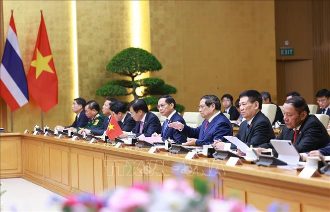 Thủ tướng Phạm Minh Chính phát biểu tại Kỳ họp lần thứ 4 Nội các chung Việt Nam-Thái Lan. (Ảnh: Dương Giang/TTXVN) Thủ tướng Phạm Minh Chính phát biểu tại Kỳ họp lần thứ 4 Nội các chung Việt Nam-Thái Lan. (Ảnh: Dương Giang/TTXVN)