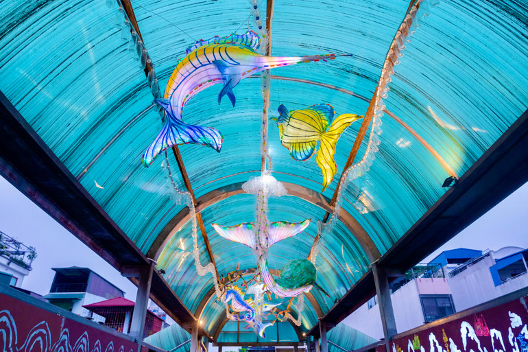 Tạo hình các loài thuỷ sinh tại cầu đi bộ Trần Nhật Duật. Tạo hình các loài thuỷ sinh tại cầu đi bộ Trần Nhật Duật.