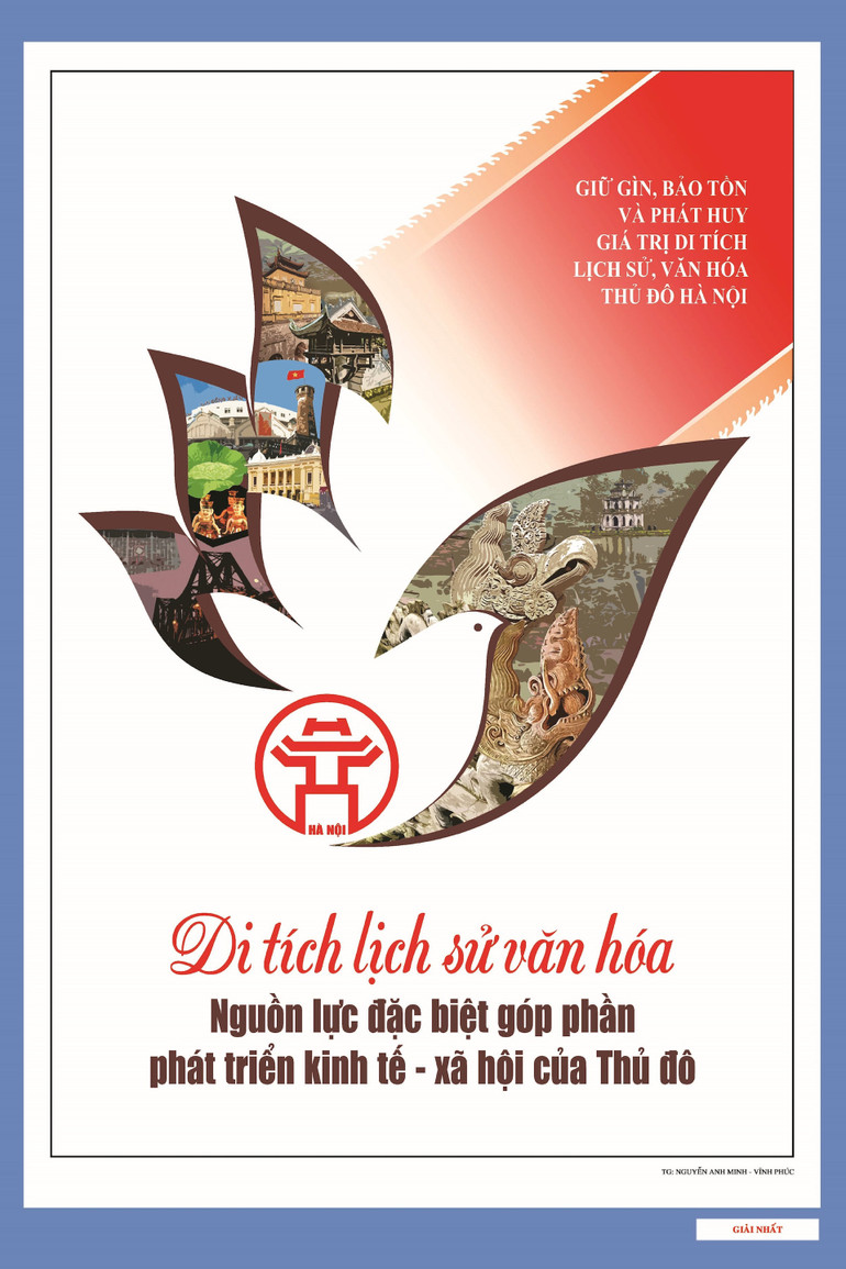 Tác phẩm được giải Nhất cuộc thi sáng tác tranh cổ động tuyên truyền “Gìn giữ, bảo tồn và phát huy giá trị di tích lịch sử, văn hóa Thủ đô Hà Nội”. Tác phẩm được giải Nhất cuộc thi sáng tác tranh cổ động tuyên truyền “Gìn giữ, bảo tồn và phát huy giá trị di tích lịch sử, văn hóa Thủ đô Hà Nội”.