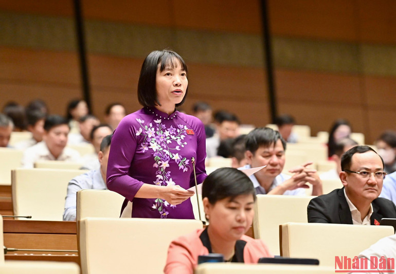 Đại biểu Nguyễn Thị Việt Nga - Đoàn đại biểu Quốc hội tỉnh Hải Dương. (Ảnh: ĐĂNG KHOA)