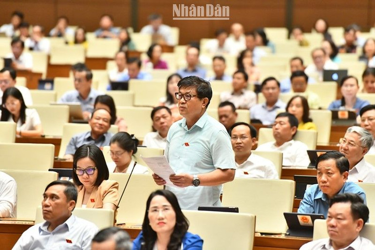 Đại biểu Đỗ Ngọc Thịnh (Khánh Hòa) phát biểu. (Ảnh: ĐĂNG KHOA)