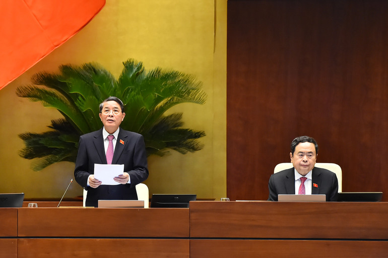 Phó Chủ tịch Quốc hội Nguyễn Đức Hải phát biểu kết luận phiên thảo luận. (Ảnh: THỦY NGUYÊN)