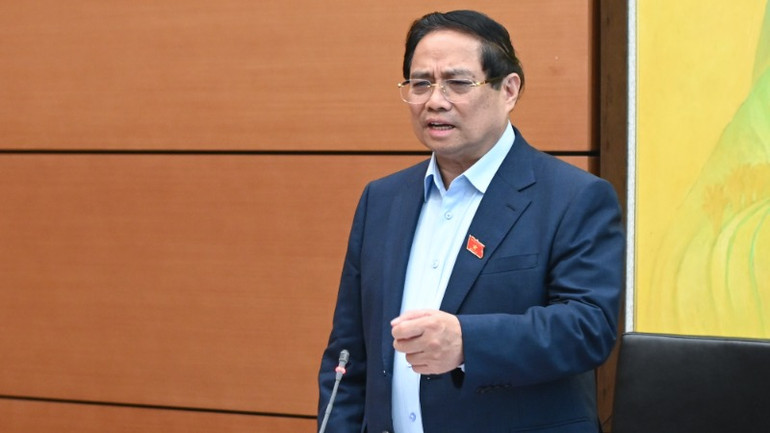 Thủ tướng Phạm Minh Chính phát biểu. (Ảnh: BÙI GIANG)