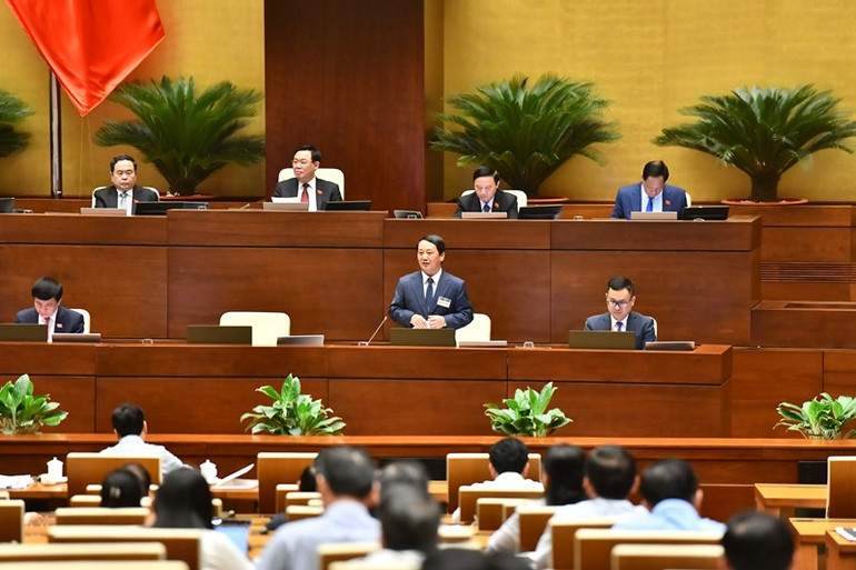 Bộ trưởng, Chủ nhiệm Ủy ban Dân tộc Hầu A Lềnh trả lời chất vấn của các đại biểu Quốc hội. (Ảnh: ĐĂNG KHOA)