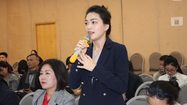 Bà Nguyễn Thị Minh Tâm, đại diện Tiểu ban Nước giải khát thuộc Hiệp hội Bia-Rượu-Nước giải khát Việt Nam. (Ảnh: TRUNG HƯNG)