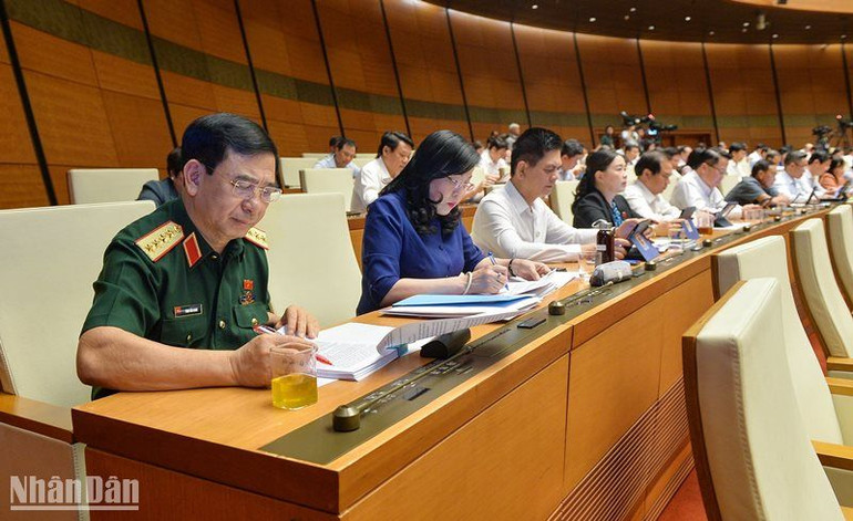 Các đại biểu Quốc hội tham dự phiên họp chiều 24/5. (Ảnh: THỦY NGUYÊN)