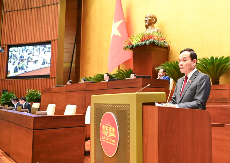 Phó Thủ tướng Chính phủ Trần Lưu Quang trình bày báo cáo. (Ảnh: DUY LINH)