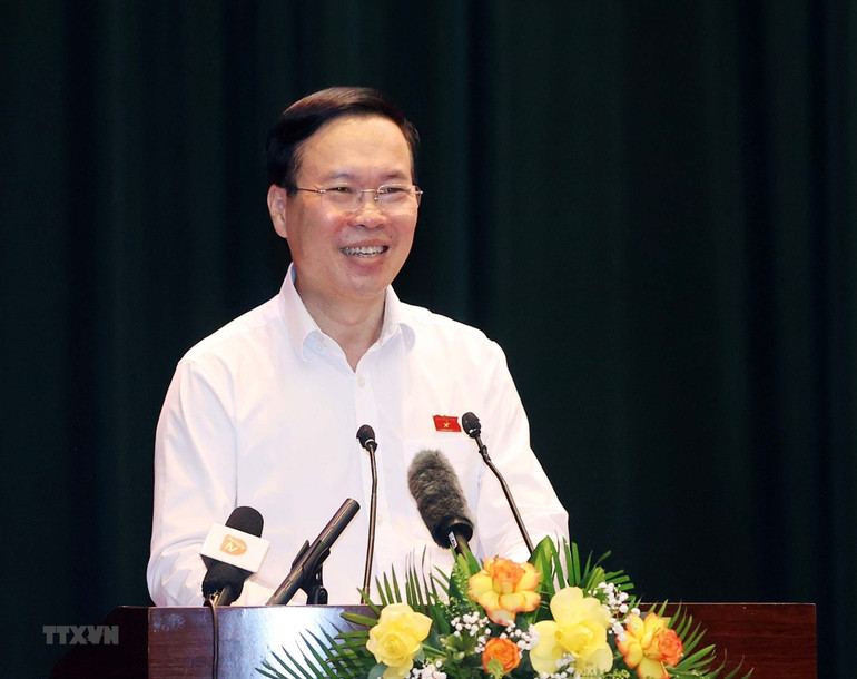 Chủ tịch nước Võ Văn Thưởng phát biểu với cử tri Đà Nẵng. (Ảnh: TTXVN) Chủ tịch nước Võ Văn Thưởng phát biểu với cử tri Đà Nẵng. (Ảnh: TTXVN)