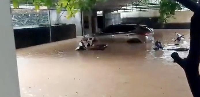 Một số ô-tô và các tài sản có giá trị khác bị ngập trôi.