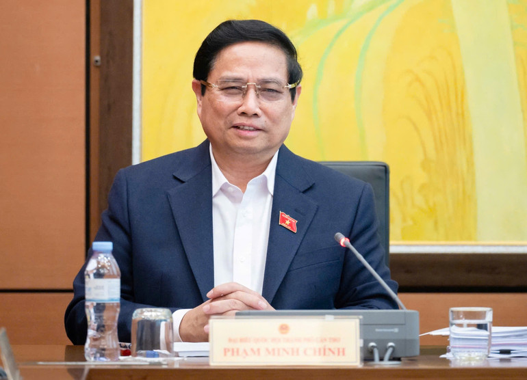 Thủ tướng Phạm Minh Chính phát biểu thảo luận tại tổ. (Ảnh: DUY LINH)