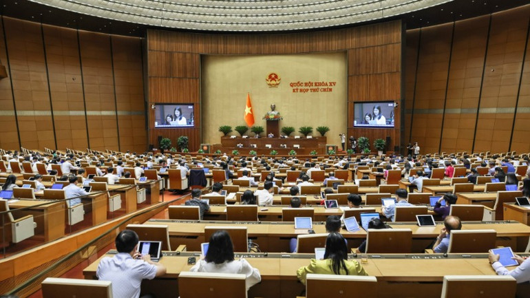 Quang cảnh phiên thảo luận của Quốc hội. (Ảnh: DUY LINH)