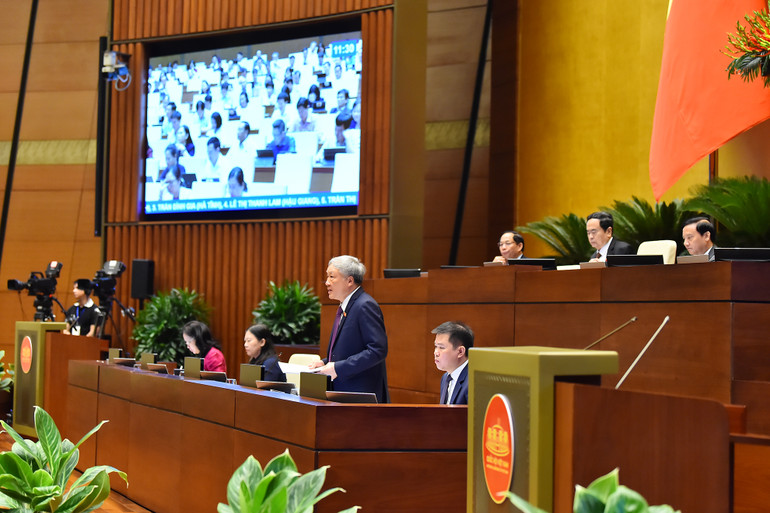 Chánh án Tòa án nhân dân tối cao Nguyễn Hòa Bình phát biểu. (Ảnh: THỦY NGUYÊN)