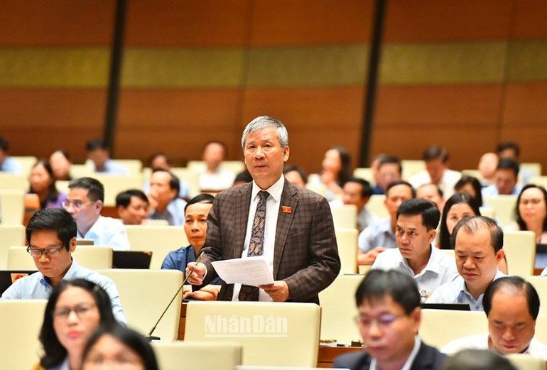 Đại biểu Nguyễn Anh Trí (Hà Nội) phát biểu. (Ảnh: ĐĂNG KHOA)