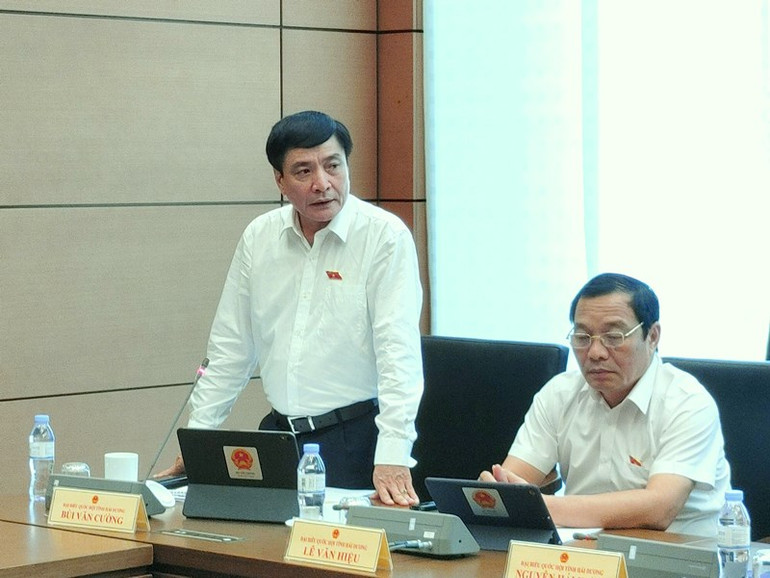 Tổng Thư ký Quốc hội Bùi Văn Cường phát biểu tại phiên thảo luận Tổ 14. (Ảnh: TRUNG HƯNG)