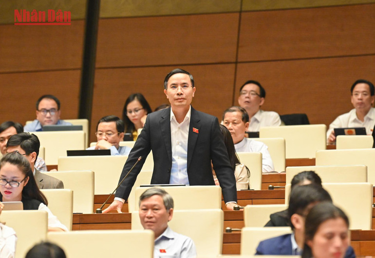 Đại biểu Phạm Đức Ấn (Hà Nội) phát biểu. Ảnh: DUY LINH