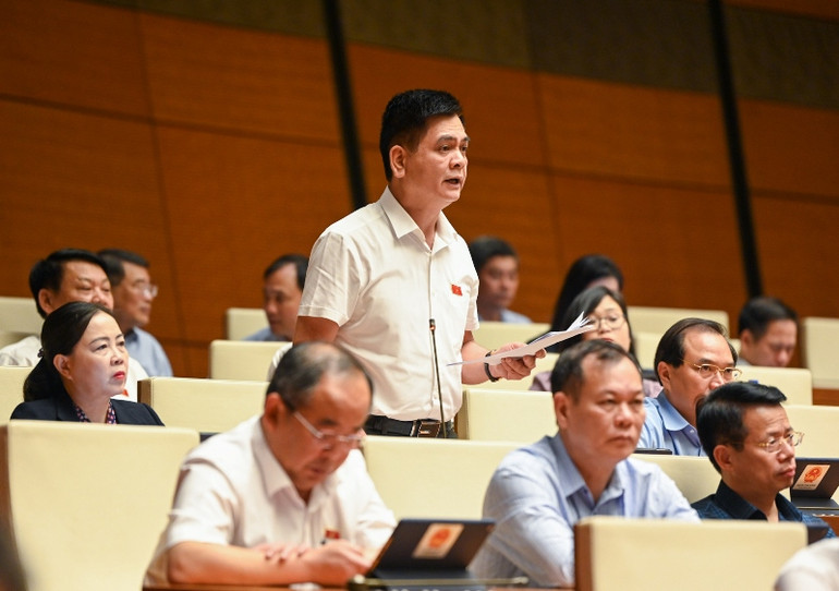 Đại biểu Nguyễn Lâm Thành - Đoàn đại biểu Quốc hội tỉnh Thái Nguyên phát biểu. (Ảnh: DUY LINH)