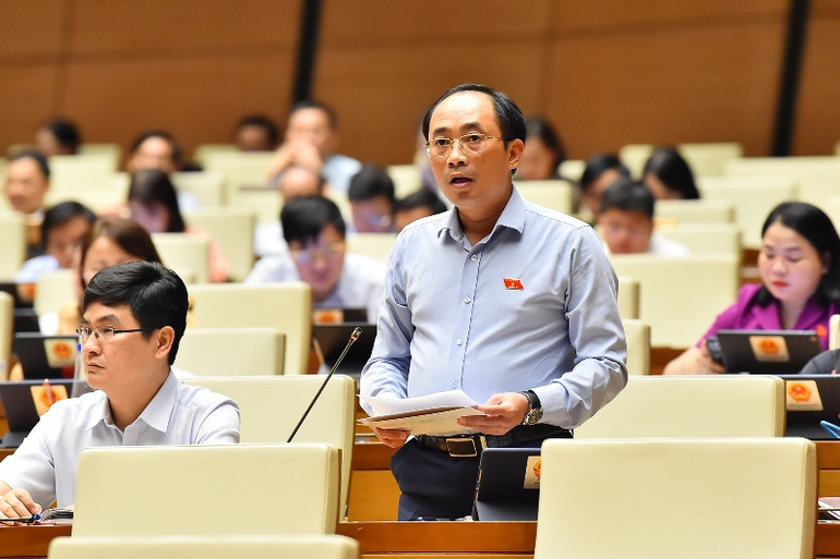 Đại biểu Lê Nhật Thành (Đoàn đại biểu Quốc hội TP Hà Nội) phát biểu. (Ảnh: THỦY NGUYÊN)