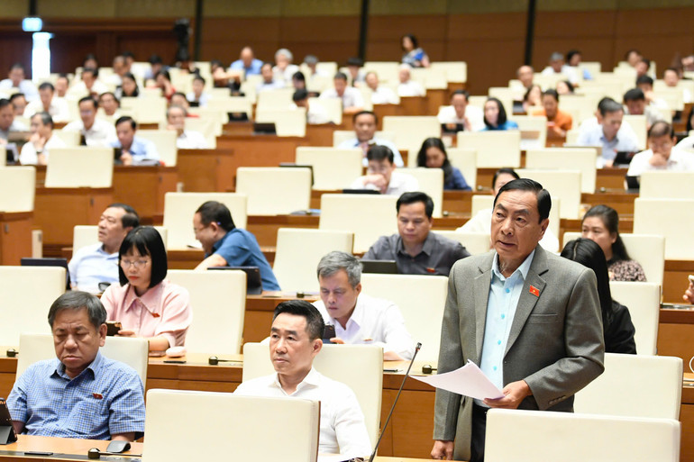 Đại biểu Phạm Văn Hòa (Đoàn Đồng Tháp) phát biểu. (Ảnh: DUY LINH)