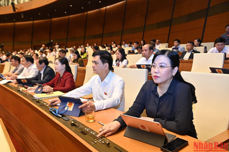 Các đại biểu Quốc hội biểu quyết thông qua Luật Dầu khí (sửa đổi). (Ảnh: ĐĂNG KHOA)