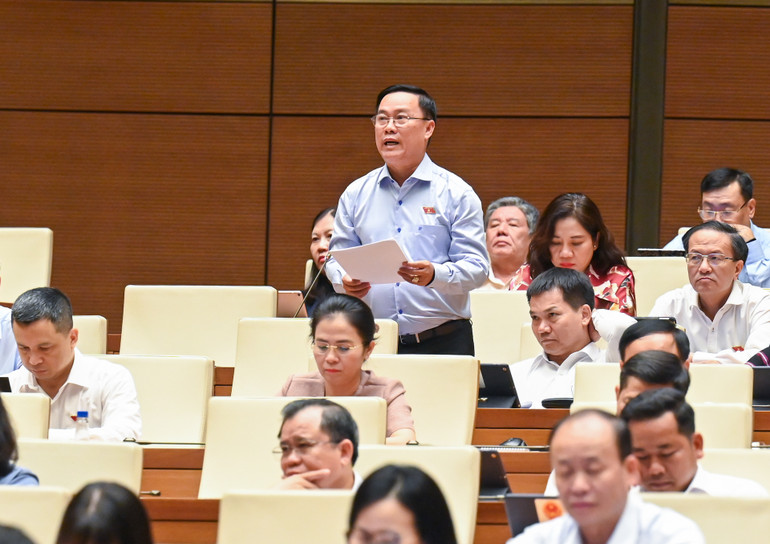 Đại biểu Nguyễn Quốc Hận-Đoàn đại biểu Quốc hội tỉnh Cà Mau phát biểu. (Ảnh: DUY LINH)