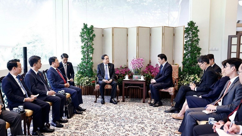 Quang cảnh buổi hội kiến. (Ảnh: TTXVN)