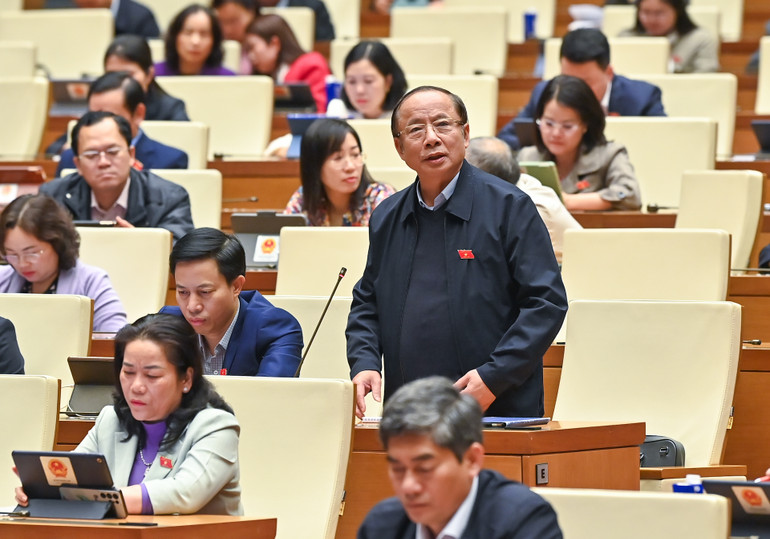 Đại biểu Nguyễn Văn Thân (Thái Bình) phát biểu. (Ảnh: DUY LINH)