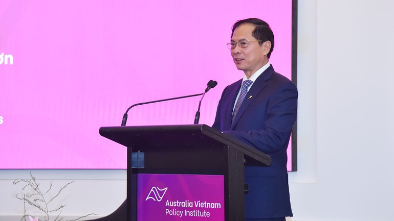 Phó Thủ tướng, Bộ trưởng Ngoại giao Bùi Thanh Sơn phát biểu tại Hội thảo của Viện Chính sách Australia-Việt Nam.