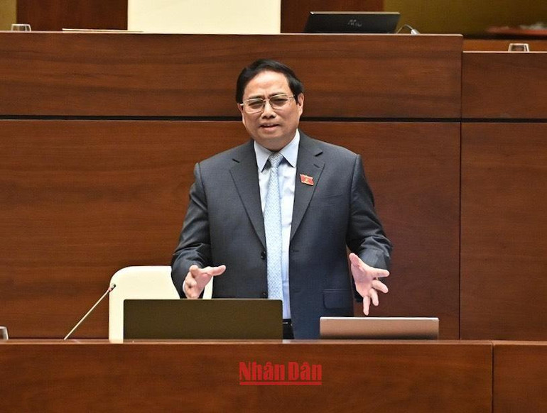 Thủ tướng Chính phủ Phạm Minh Chính phát biểu tại phiên chất vấn của Quốc hội chiều 5/11. (Ảnh: ĐĂNG KHOA)