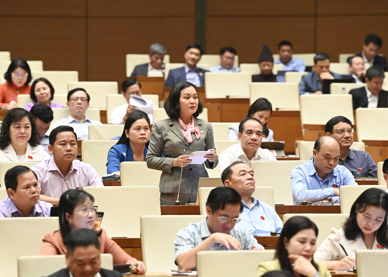 Đại biểu Huỳnh Thị Phúc - Đoàn đại biểu Quốc hội tỉnh Bà Rịa-Vũng Tàu phát biểu. (Ảnh: THỦY NGUYÊN) Đại biểu Huỳnh Thị Phúc - Đoàn đại biểu Quốc hội tỉnh Bà Rịa-Vũng Tàu phát biểu. (Ảnh: THỦY NGUYÊN)