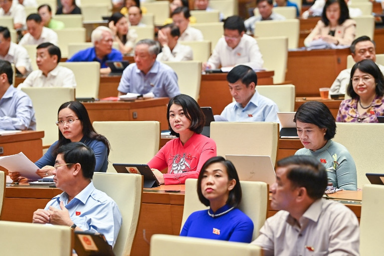 Các đại biểu Quốc hội tại phiên thảo luận sáng 31/5. (Ảnh: DUY LINH)