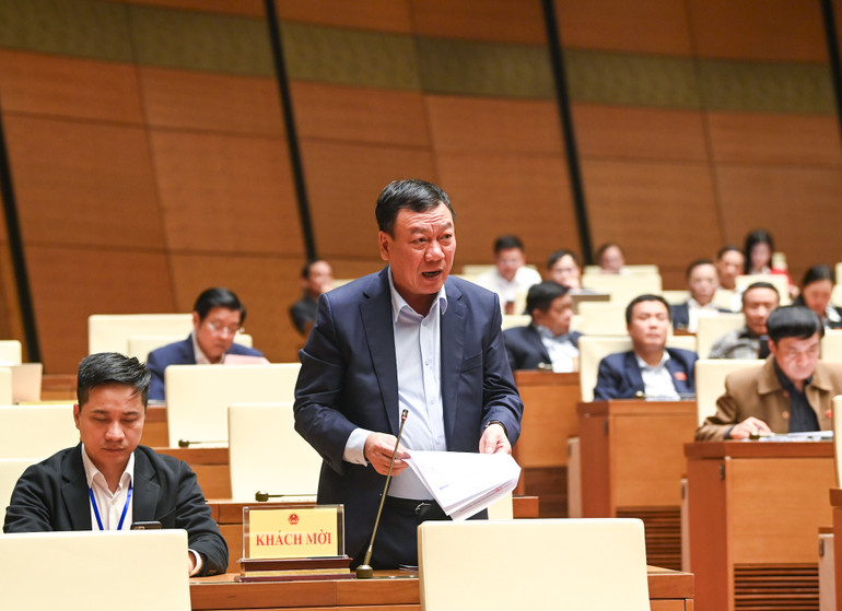 Tổng Thanh tra Chính phủ Đoàn Hồng Phong phát biểu giải trình, làm rõ một số vấn đề đại biểu Quốc hội nêu. (Ảnh: DUY LINH)