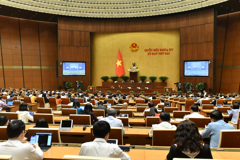 Quang cảnh phiên họp của Quốc hội, chiều 27/11. (Ảnh: ĐĂNG KHOA)