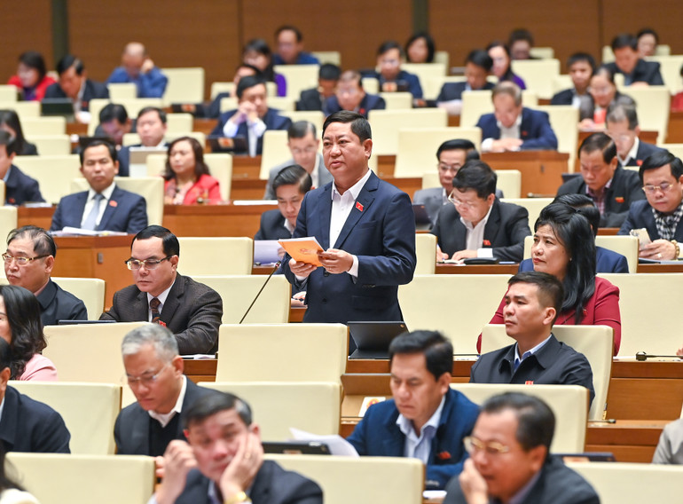 Đại biểu Trần Quốc Nam (Ninh Thuận) phát biểu. (Ảnh: DUY LINH)