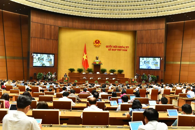 Quang cảnh phiên họp của Quốc hội chiều 8/6. (Ảnh: ĐĂNG KHOA)