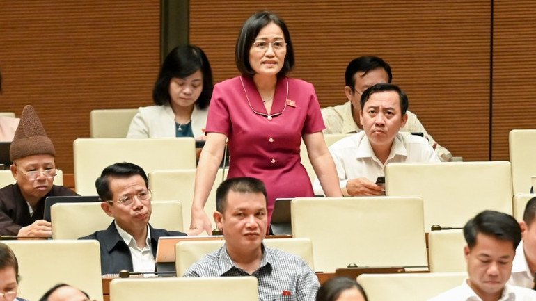 Đại biểu Trần Thị Kim Nhung (Quảng Ninh) phát biểu. (Ảnh: BÙI GIANG)